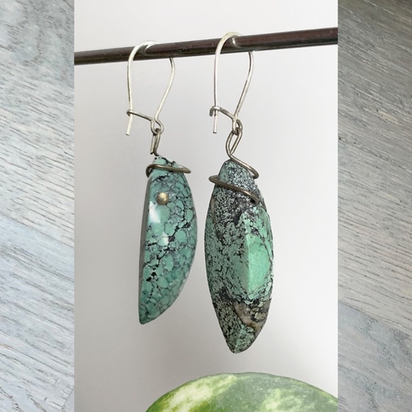 Turquoise Stone Drop Earrings - Picture 6 of 6